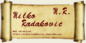 Milko Radaković vizit kartica